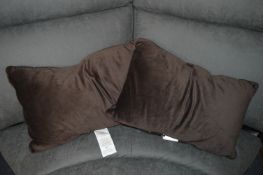 *Pair of Brown Soft Plush Velveteen Cushions