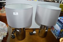 Two Table Lamps with Silver Shades