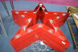*Three 1m Red Metal Christmas Illuminated Stars