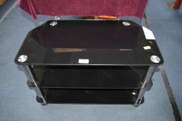Black Glass & Chrome TV Stand