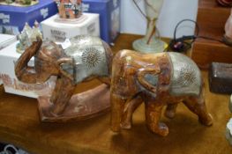 Two Wooden Indian Elephants