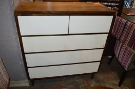 *Retro Five Drawer Chest in Light Oak & White 100x