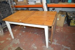 Pine Topped Dining Table with Drop Leaf End on Cre