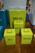 Metal Bread Bin and Three Canisters
