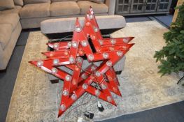 *Three 1m Red Metal Light Up Christmas Stars
