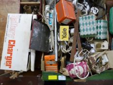 Box of Assorted Fittings and a Battery Charger