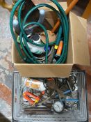 Two Boxes of Garden and Other Tools and Accessorie