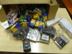 Mixed Box of Electricals Including Lights, Buttons