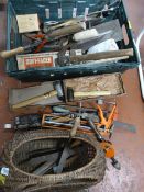 Box and Basket of Assorted Tools