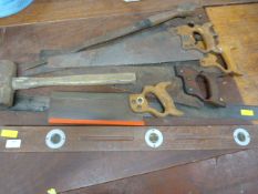 Vintage Saws, Screwdriver, Spirit Level, etc.