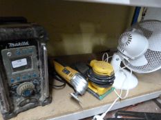 *Makita Site Radio Desk Fan, Dewalt Sander, and Dr