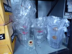 * 9 drinks jugs and a bacardi glass jugs for taboo pimms gordons bacardi and smirnof