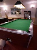* superleague 7-ft pub pool table coin mechanism complete set of balls and overhead lamp