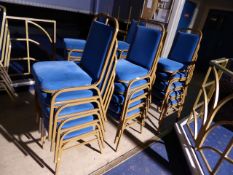 * set a 15 blue upholstered banqueting chairs gold frame