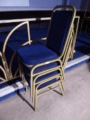 * set of 4 dark blue upholstered banqueting chairs gold frame