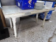 * shabby chic display table with glass top white painted pine on turned legs 1450 x 750 x 750