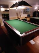 * 7-ft superleague pub pool table coin mechanism with full set of balls and over headlamp