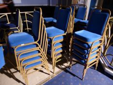 * set a 15 blue upholstered banqueting chairs gold frame