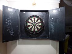 * winmau dartboard in cabinet