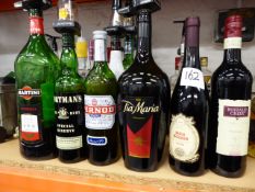 * 6 bottles martini port Pernod Tia maria and red wines full or nearly full