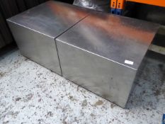 * pair of stainless steel display plinth boxes 500 x 500 x 370