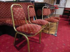 * set up 4 metal frame upholstered stacking chairs
