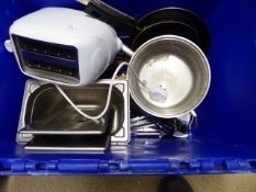 * content of box pans toaster cutlery and cooking utensils