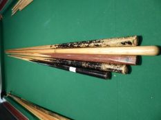 * 5 assorted pool cues