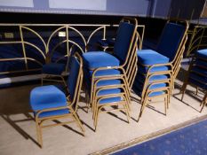 * set a 12 blue upholstered banqueting chairs gold frame