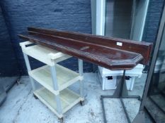 * ornate dark wood over mantle shelf 1950 long