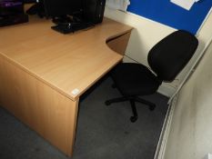 *Workstaion with Left-Hand Return in Light Beech Finish, plus Charcoal Operators Chair