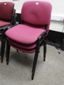 *Three Stackable Office Chairs (cerise)