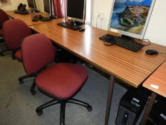 *Sapele Mahogany Office Table with Two Red Operators Chairs