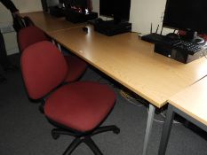 *Office Table in Light Oak Finish and Two Operators Gas Lift Chairs