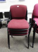 *Three Stackable Office Chairs (red)