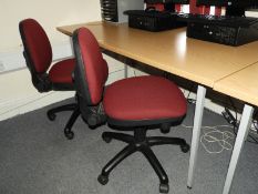 *Office Table in Light Oak Finish and Two Operators Gas Lift Chairs