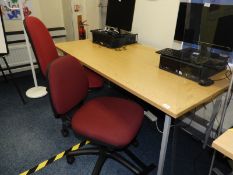 *Light Oak Office Table with Two Operators Gas Lift Chairs