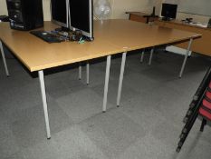 *Three Office Table with Light Oak Top on Silver Frames