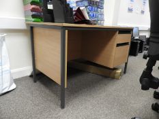 *Single Pedestal Desk in Light Beech Finish with Right-Hand Drawer Pedestal