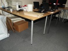 *Two Office Table with Light Oak Top on Silver Frames
