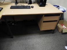 *Single Pedestal Desk in Beech Finish with Right-Hand Drawer Pedestal