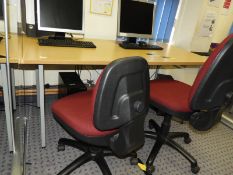 *Light Oak Topped Office Table with Two Operators Gas Lift Chairs