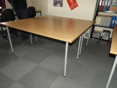 *Two Office Table with Light Oak Top on Silver Frames