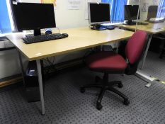 *Light Oak Topped Office Table with Operators Gas Lift Chair
