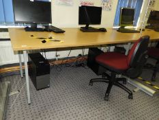 *Light Oak Topped Office Table with Operators Gas Lift Chair