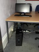 *HP Desktop Computer with Intel i3 Processor, Benq Monitor, Keyboard and Mouse