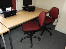 *Office Table in Light Beech Finish and Two Operators Gas Lift Chairs