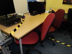 *Light Oak Office Table with Two Operators Gas Lift Chairs