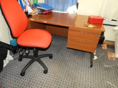 *Sapele Mahogany Double Pedestal Desk and an Operators Swivel Chair (red)