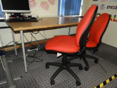 *Light Oak Topped Office Table with Two Operators Gas Lift Chairs